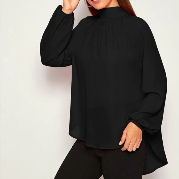 Tie Back Raglan Sleeve Dip Hem Top - Picture 2 of 9